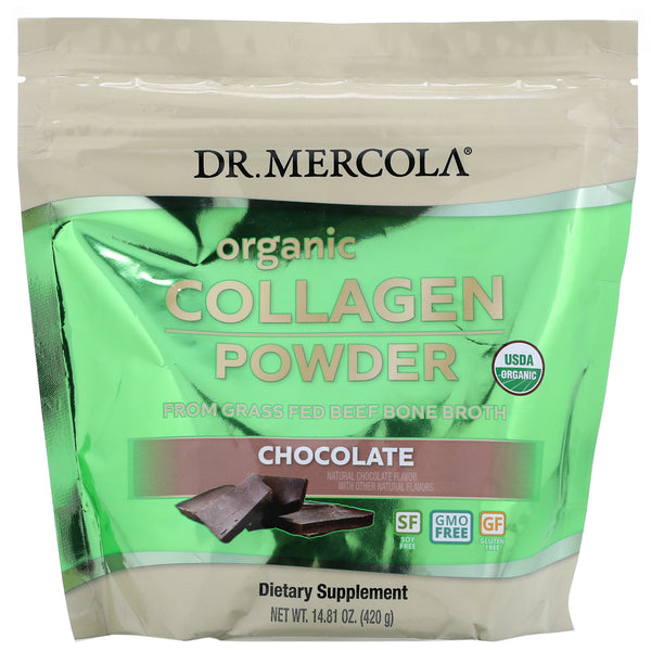 Dr. Mercola, Organic Collagen Powder, Chocolate, 14.81 oz (420 g) - The Supplement Shop