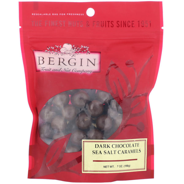Bergin Fruit and Nut Company, Dark Chocolate Sea Salt Caramels, 7 oz (198 g) - The Supplement Shop