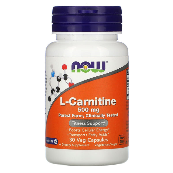 Now Foods, L-Carnitine, 500 mg, 30 Veg Capsules - The Supplement Shop