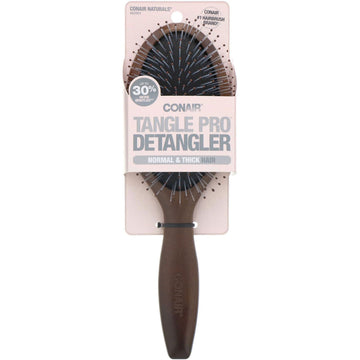 Conair, Tangle Pro Detangler, Normal & Thick Hair, Wood Cushion Hair Brush, 1 Brush