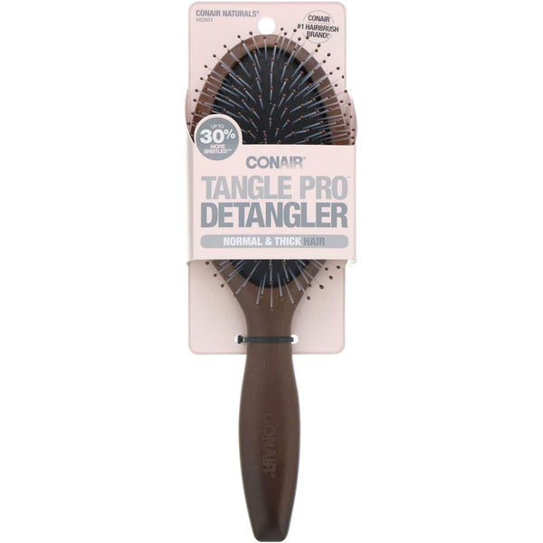 Conair, Tangle Pro Detangler, Normal & Thick Hair, Wood Cushion Hair Brush, 1 Brush - The Supplement Shop