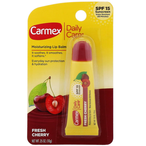 Carmex, Daily Care, Moisturizing Lip Balm, Fresh Cherry, SPF 15, .35 oz (10 g) - The Supplement Shop