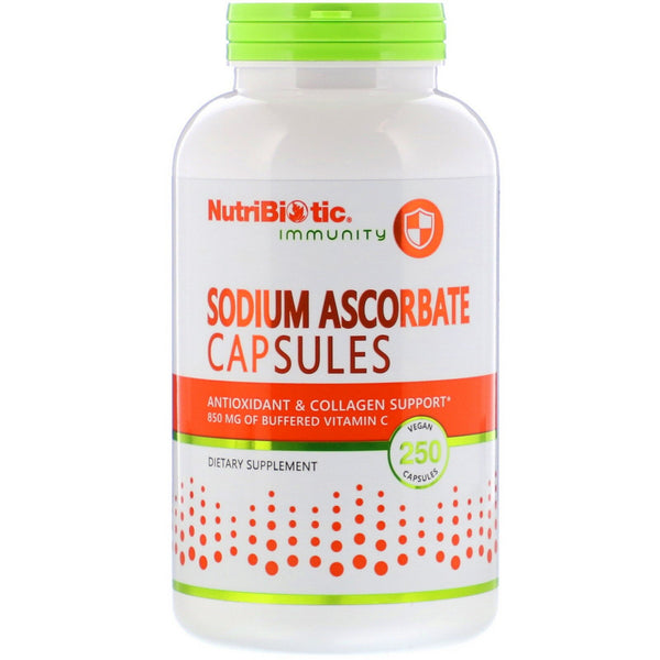 NutriBiotic, Immunity, Sodium Ascorbate, 250 Vegan Capsules - The Supplement Shop