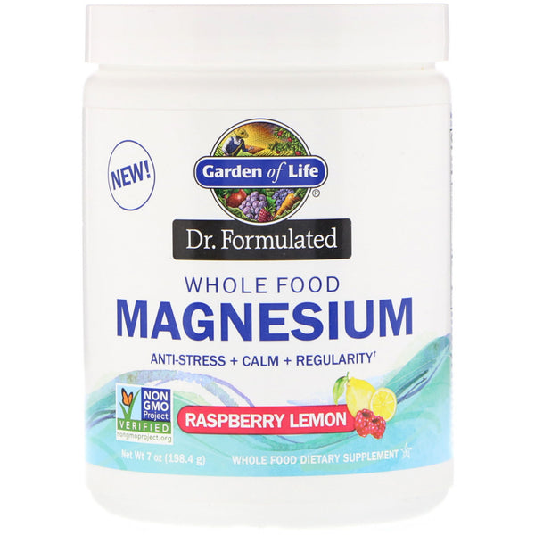 Garden of Life, Dr. Formulated, Whole Food Magnesium Powder, Raspberry Lemon, 7 oz (198.4 g) - The Supplement Shop