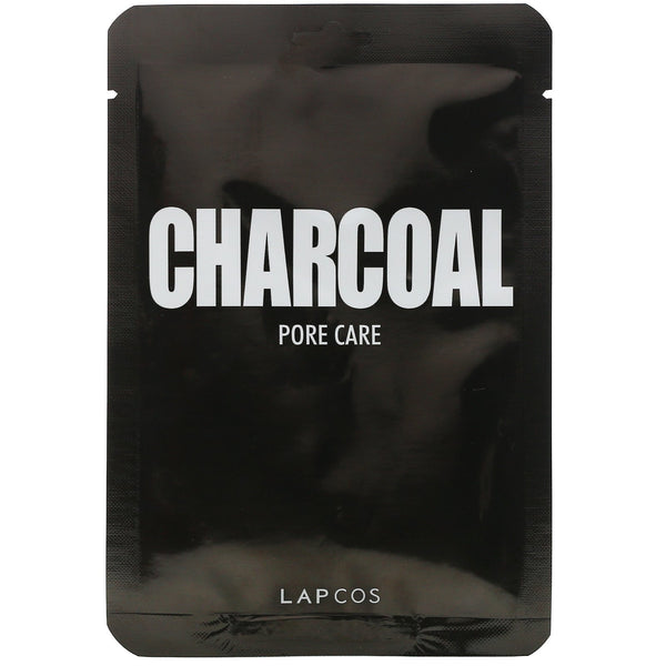 Lapcos, Charcoal Sheet Mask, Pore Care, 1 Sheet, 0.84 fl oz (25 ml) - The Supplement Shop