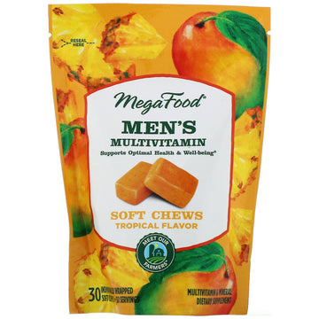 MegaFood, Men's Multivitamin Soft Chews, Tropical Flavor, 30 Individually Wrapped Soft Chews