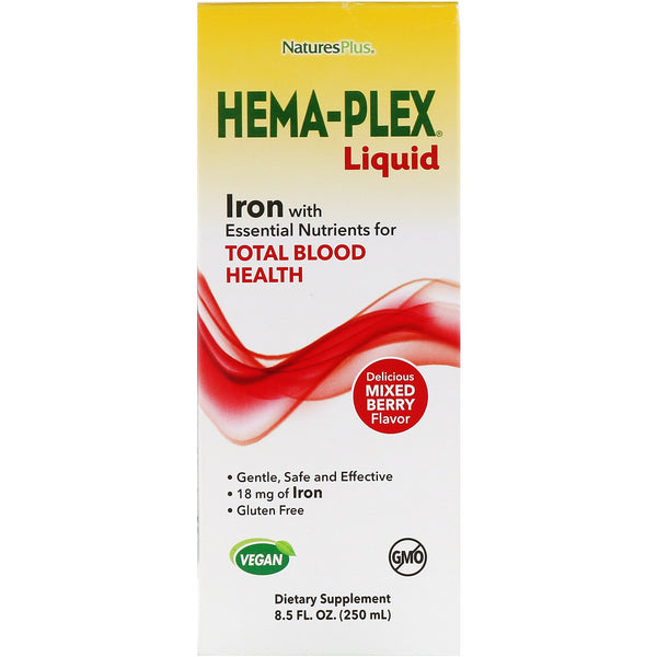 Nature's Plus, Hema-Plex Liquid, Mixed Berry, 8.5 fl oz (250 ml) - The Supplement Shop