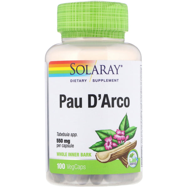 Solaray, Pau D'Arco, 550 mg, 100 VegCaps - The Supplement Shop