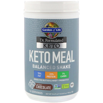 Garden of Life, Dr. Formulated Keto Meal Balanced Shake, Chocolate, 1.54 lbs (700 g)