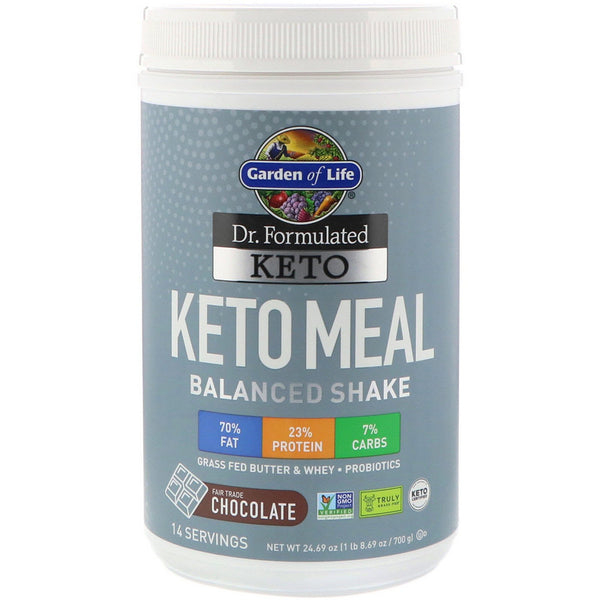 Garden of Life, Dr. Formulated Keto Meal Balanced Shake, Chocolate, 1.54 lbs (700 g) - The Supplement Shop