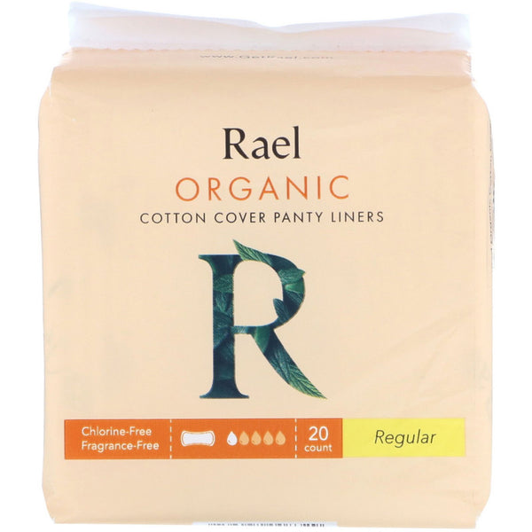 Rael, Organic Cotton Cover Panty Liners, Regular, 20 Count - The Supplement Shop