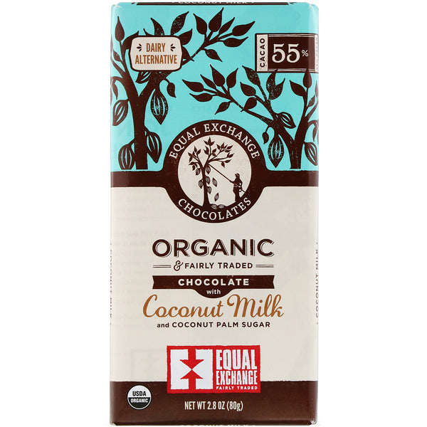 Equal Exchange, Organic Chocolate, Coconut Milk and Coconut Palm Sugar, 55% Cacao, 2.8 oz (80 g) - The Supplement Shop
