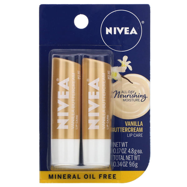 Nivea, Lip Care, Vanilla Buttercream, 2 Pack, 0.17 oz (4.8 g) Each - The Supplement Shop