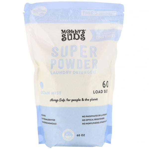 Molly's Suds, Super Powder Laundry Detergent, Ocean Mist, 60 Loads, 60 oz - The Supplement Shop