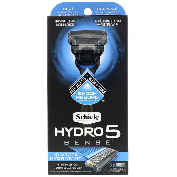 Schick, Hydro 5 Sense, Hydrate, 1 Razor, 2 Cartridges - The Supplement Shop