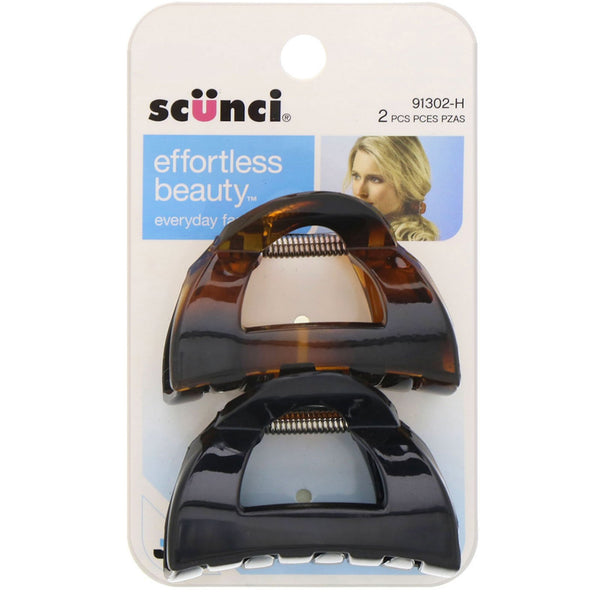Scunci, Effortless Beauty, Clutch Jaw Clips, 2 Pieces - The Supplement Shop