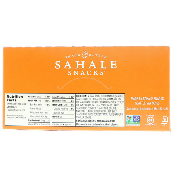 Sahale Snacks, Glazed Mix, Tangerine Vanilla Cashew-Macadamia, 9 Packs, 1.5 oz (42.5 g) Each - The Supplement Shop