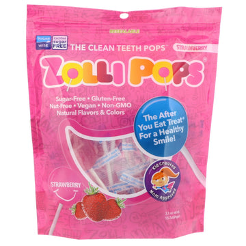 Zollipops , The Clean Teeth Pops, Strawberry, 15 ZolliPops, (3.1 oz)