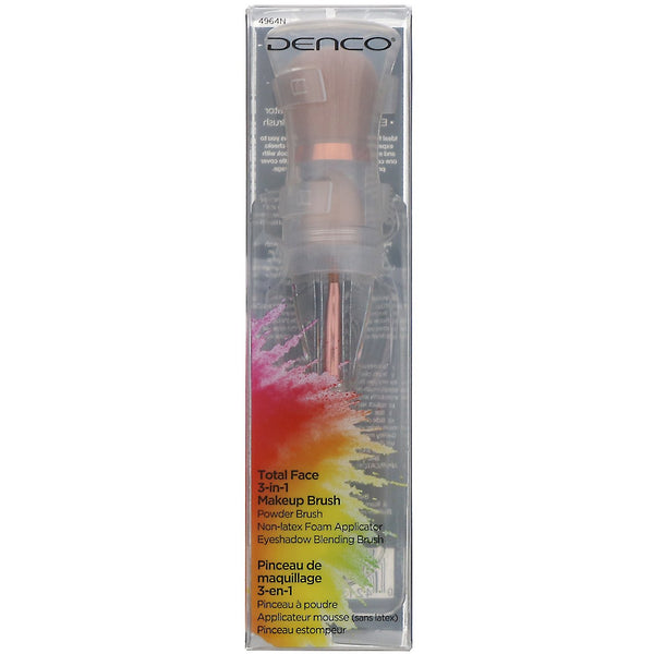 Denco, Total Face 3-in-1 Makeup Brush, 1 Brush - The Supplement Shop
