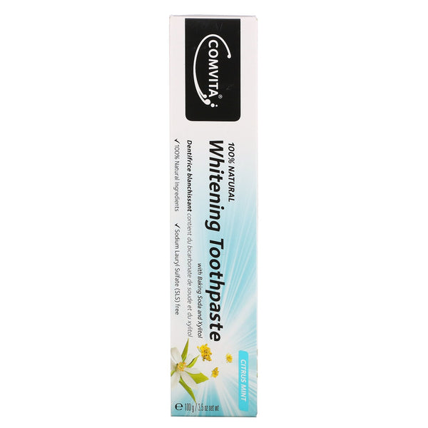 Comvita, 100% Natural Whitening Toothpaste with Baking Soda and Xylitol, Fluoride Free, Citrus Mint, 3.5 oz (100 g) - The Supplement Shop