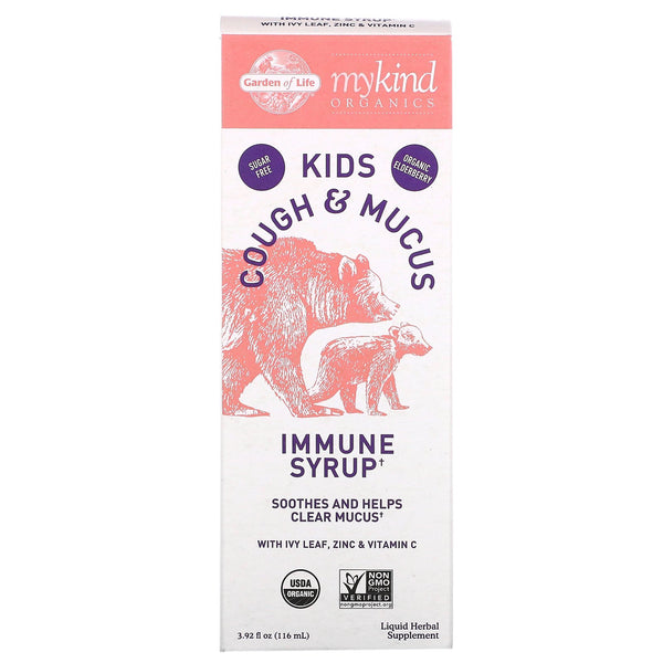 Garden of Life, Mykind Organics, Kids Cough & Mucus, Immune Syrup with Ivy Leaf, Zinc & Vitamin C, 3.92 fl oz (116 ml) - The Supplement Shop