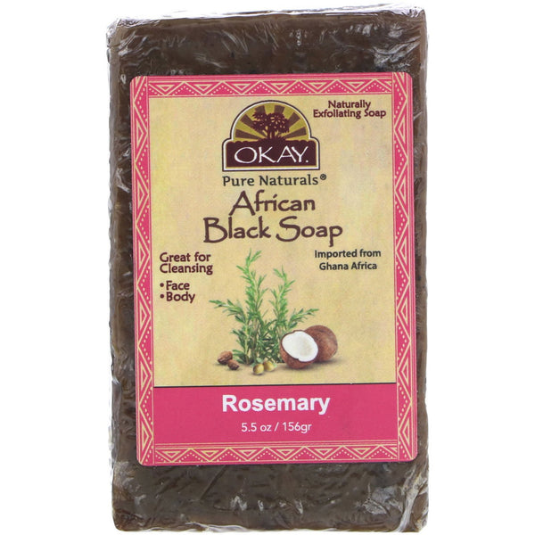 Okay Pure Naturals, African Black Soap, Rosemary, 5.5 oz (156 g) - The Supplement Shop