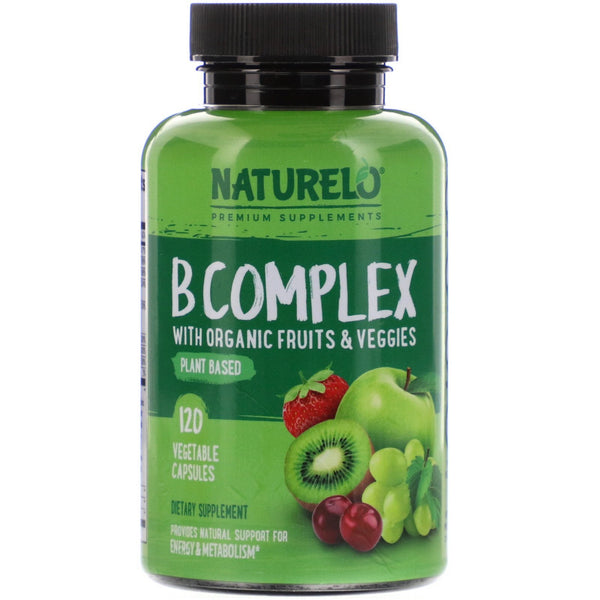 NATURELO, B Complex with Organic Fruits & Veggies, 120 Vegetable Capsules - The Supplement Shop
