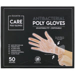 Kosette, Antibacterial Poly Gloves, Adjustable Fit + Disposable, 50 Gloves - The Supplement Shop