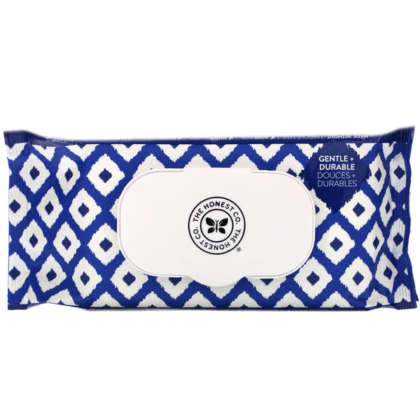 The Honest Company, Plant-Based Wipes, Blue Ikat, 72 Wipes - The Supplement Shop