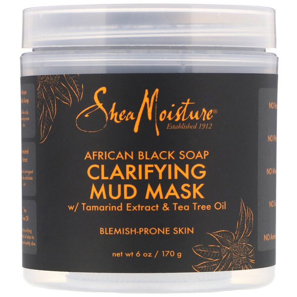 SheaMoisture, Clarifying Mud Mask, African Black Soap, 6 oz (170 g) - The Supplement Shop