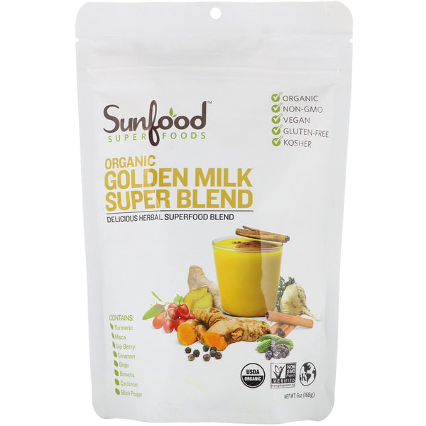 Sunfood, Organic Golden Milk Super Blend Powder, 6 oz (168 g) - The Supplement Shop