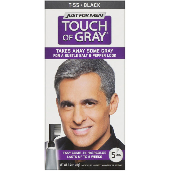 Just for Men, Touch of Gray, Comb-In Hair Color, Black T-55, 1.4 oz (40 g) - The Supplement Shop