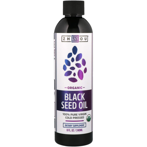Zhou Nutrition, Organic, 100% Pure Virgin Black Seed Oil, Cold Pressed, 8 fl oz (240 ml) - The Supplement Shop