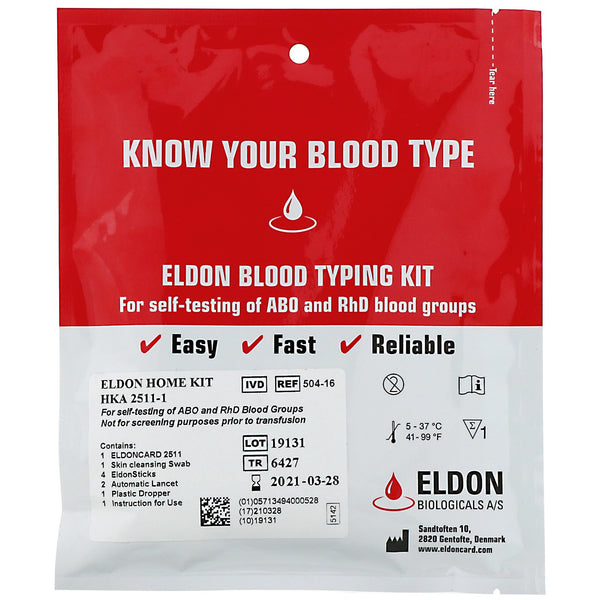 D'adamo, Eldon Blood Typing Kit, 1 Easy Self-Testing Kit - The Supplement Shop