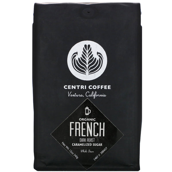 Cafe Altura, Organic Centri Coffee, French, Dark Roast, Whole Bean, Caramelized Sugar, 12 oz (340 g) - The Supplement Shop