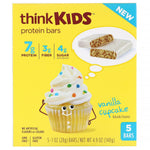 ThinkThin, ThinkKids, Protein Bars, Vanilla Cupcake, 5 Bars, 1 oz (28 g ) Each - The Supplement Shop
