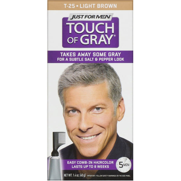Just for Men, Touch of Gray, Comb-In Hair Color, Light Brown T-25, 1.4 oz (40 g) - The Supplement Shop