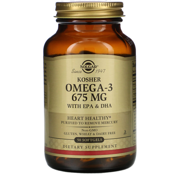 Solgar, Kosher Omega-3, 675 mg, 50 Softgels - The Supplement Shop