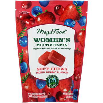 MegaFood, Women's Multivitamin Soft Chews, Mixed Berry Flavor, 30 Individually Wrapped Soft Chews