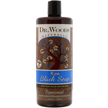 Dr. Woods, Raw Black Soap, with Fair Trade Shea Butter, Peppermint, 32 fl oz (946 ml)