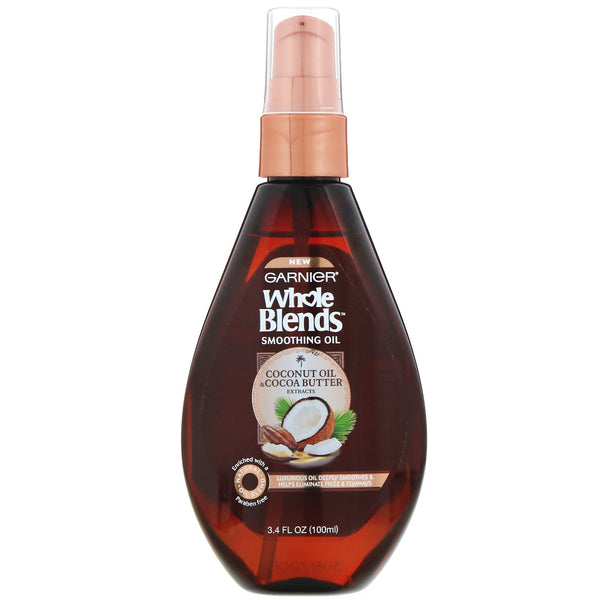 Garnier, Whole Blends, Coconut Oil & Cocoa Butter Smoothing Oil, 3.4 fl oz (100 ml) - The Supplement Shop