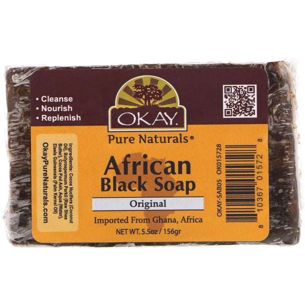 Okay Pure Naturals, African Black Soap, Original, 5.5 oz (156 g) - The Supplement Shop