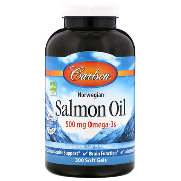 Carlson Labs, Norwegian Salmon Oil, 500 mg, 300 Soft Gels