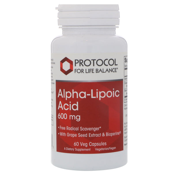 Protocol for Life Balance, Alpha-Lipoic Acid, 600 mg, 60 Veg Capsules - The Supplement Shop