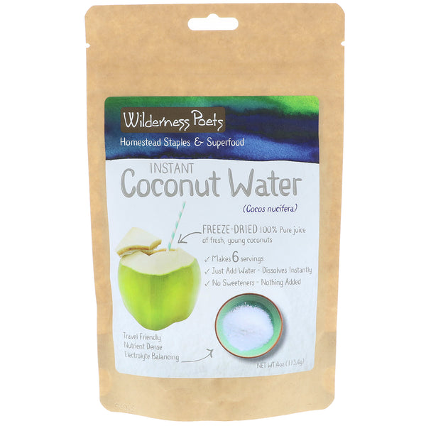 Wilderness Poets, Instant Coconut Water Powder, Freeze Dried, 4 oz (113.4 g) - The Supplement Shop