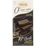 Valor, 0% Sugar Added, 70% Dark Chocolate, 3.5 oz (100 g) - The Supplement Shop