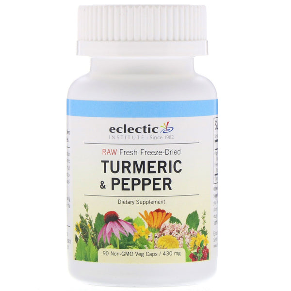 Eclectic Institute, Turmeric & Pepper, 430 mg, 90 Non-GMO Veg Caps - The Supplement Shop