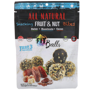Nature's Wild Organic, All Natural, Snacking Fruit & Nut Bites, Fit Balls, Dates + Hazelnuts + Cacao, 5.1 oz (144 g)