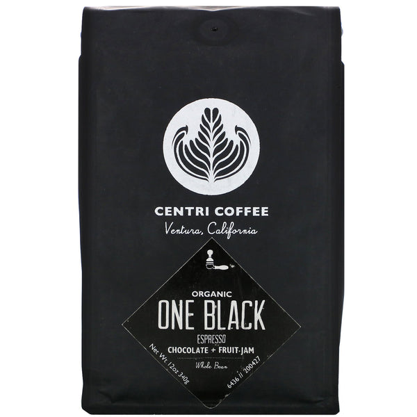 Cafe Altura, Organic Centri Coffee, One Black, Espresso, Whole Bean, Chocolate + Fruit Jam, 12 oz (340 g) - The Supplement Shop