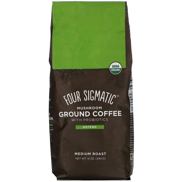 Four Sigmatic, Mushroom Ground Coffee with Probiotics, Medium Roast, 12 oz (340 g) - The Supplement Shop